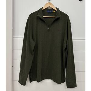 Men’s Polo Ralph Lauren Estate Rib Green 1/4 Zip Pullover Sweater XL